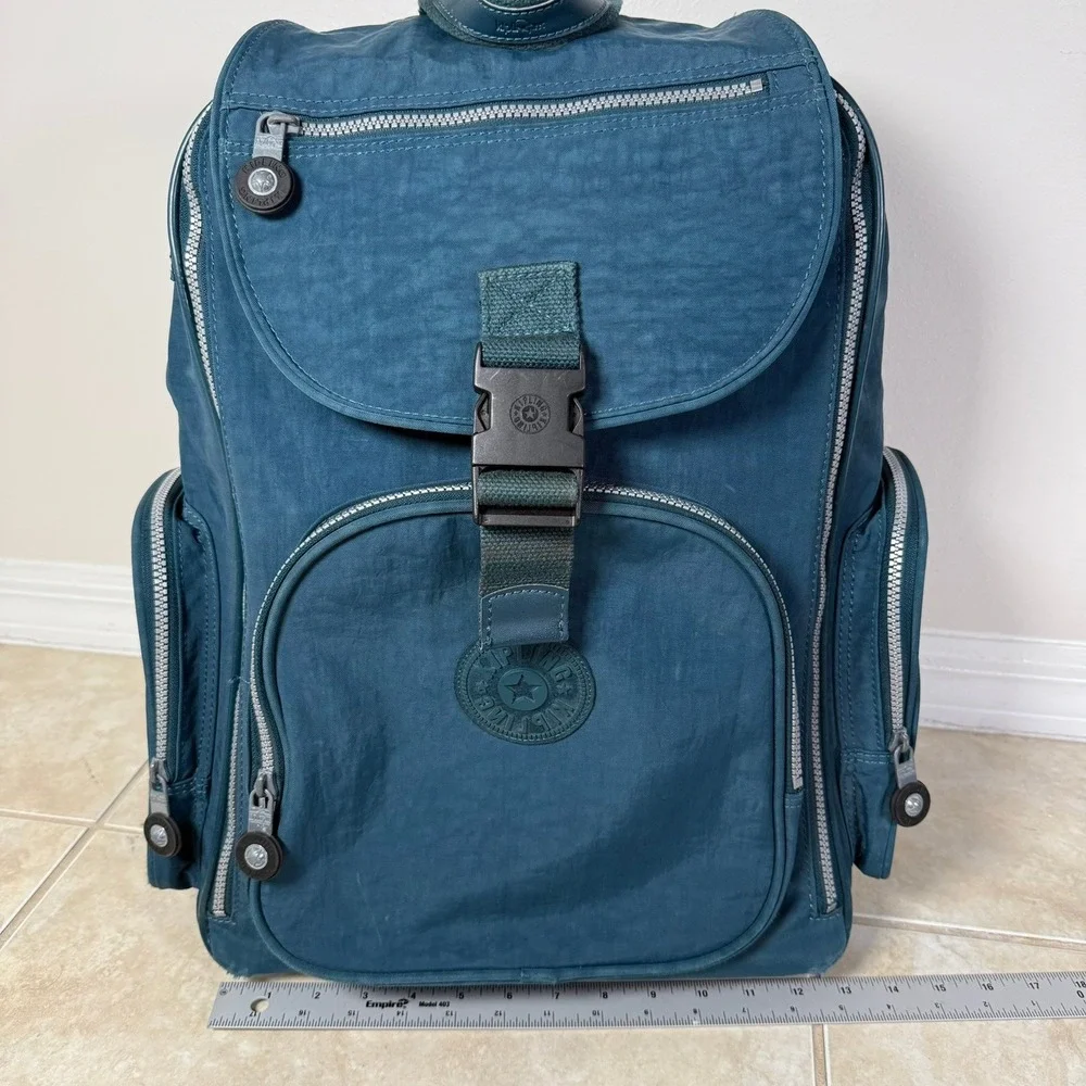 Kipling Alcatraz Rolling Backpack Unisex Large Teal Blue Convertible Laptop Bag